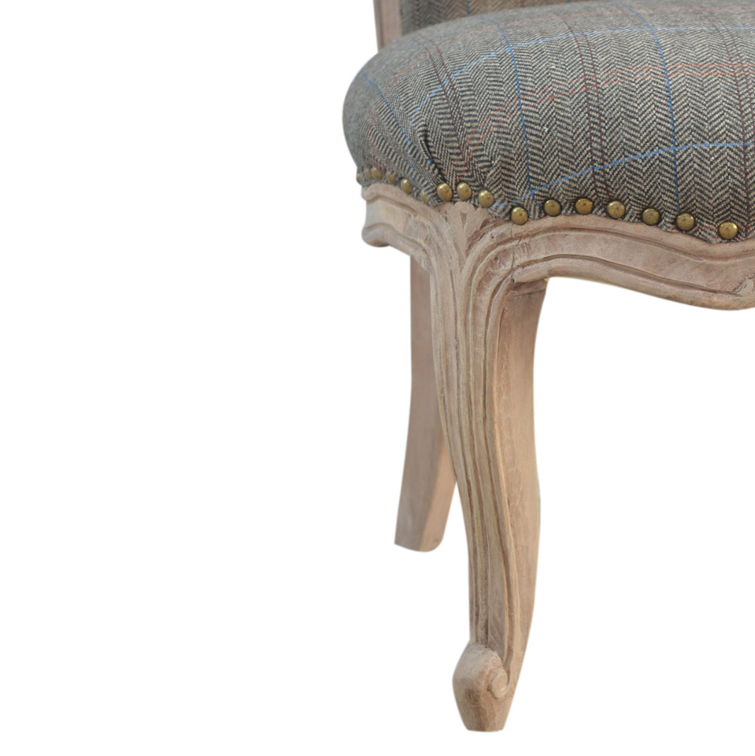 Heritage Collection Multi Tweed Studded Carved Statement Chair