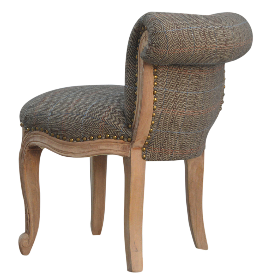 Heritage Collection Multi Tweed Studded Carved Statement Chair