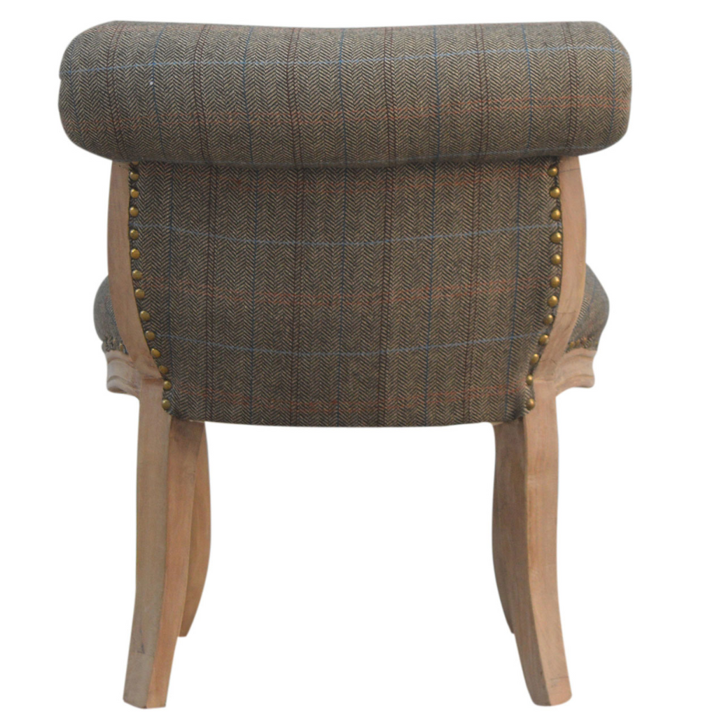 Heritage Collection Multi Tweed Studded Carved Statement Chair