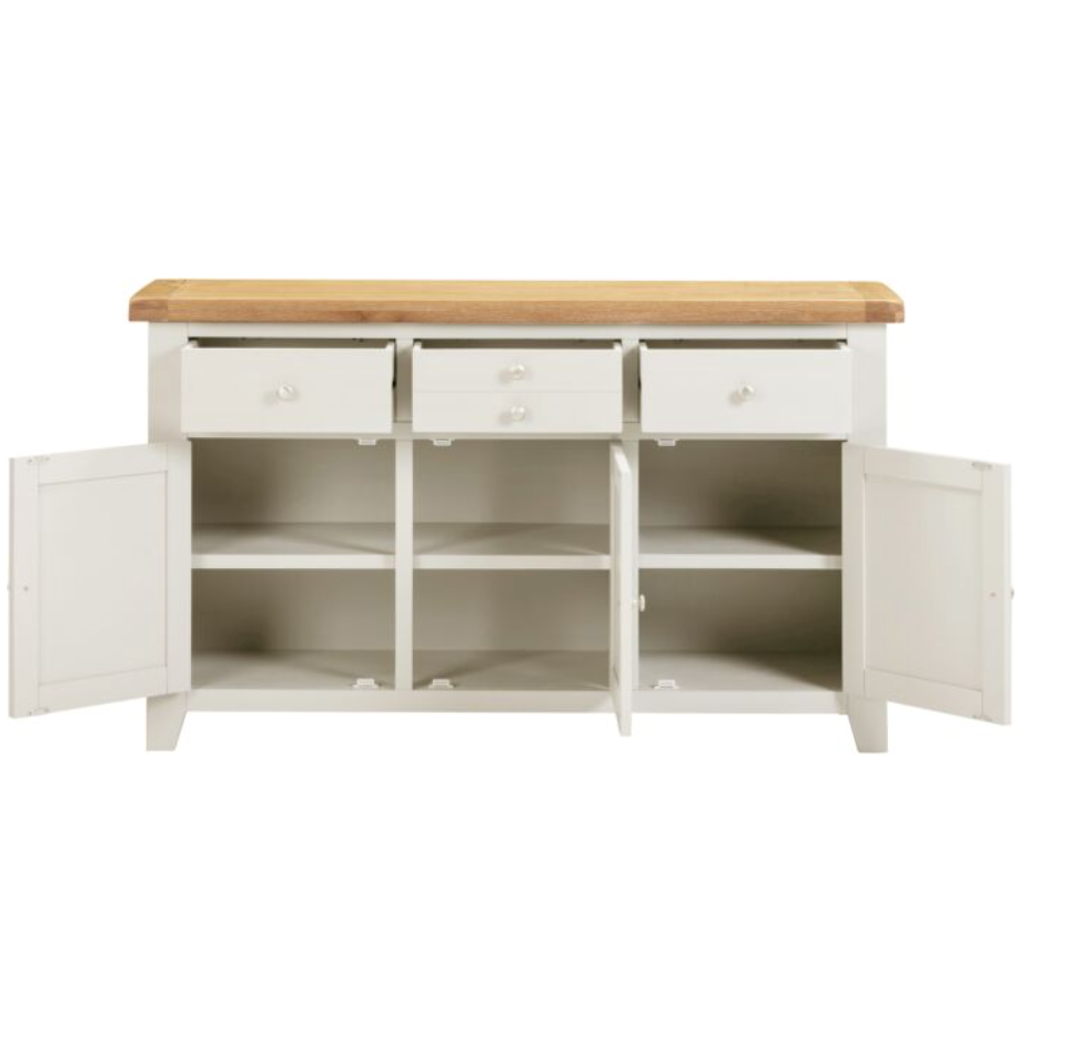 Windsor 3 Door 3 Drawer Sideboard - Ivory/Oak