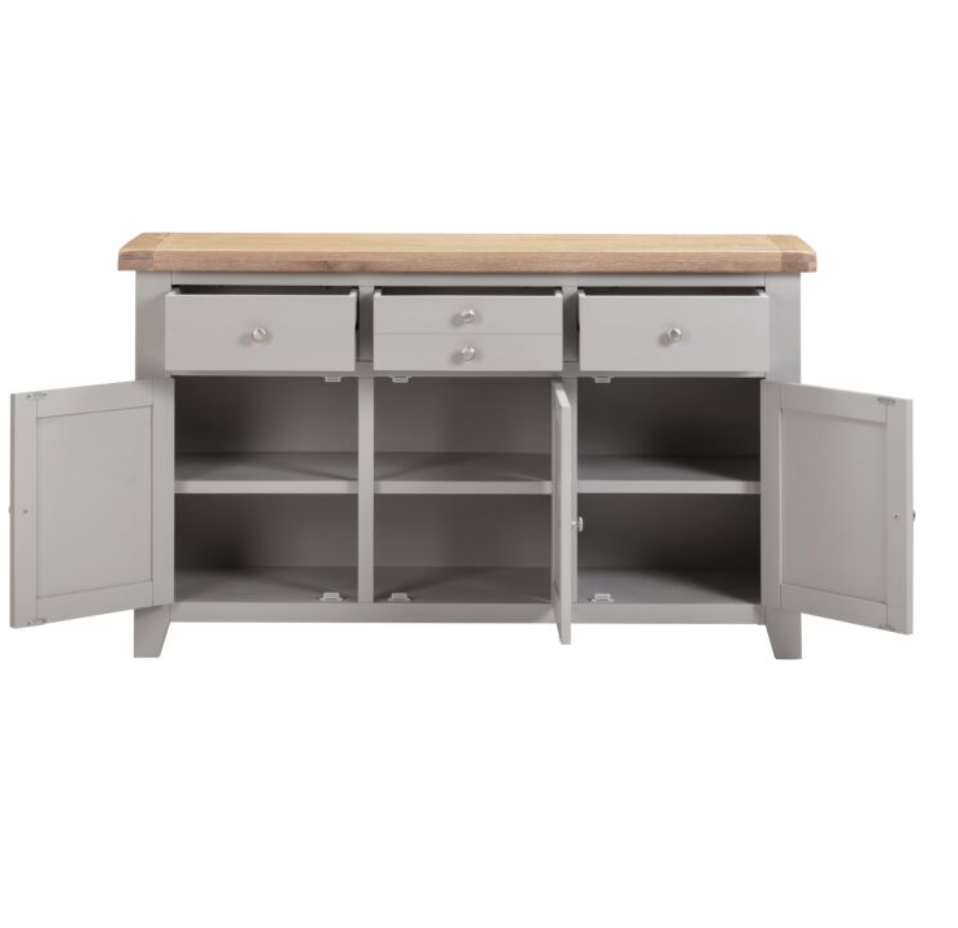 Windsor 3 Door 3 Drawer Sideboard - Pebble Grey/Oak