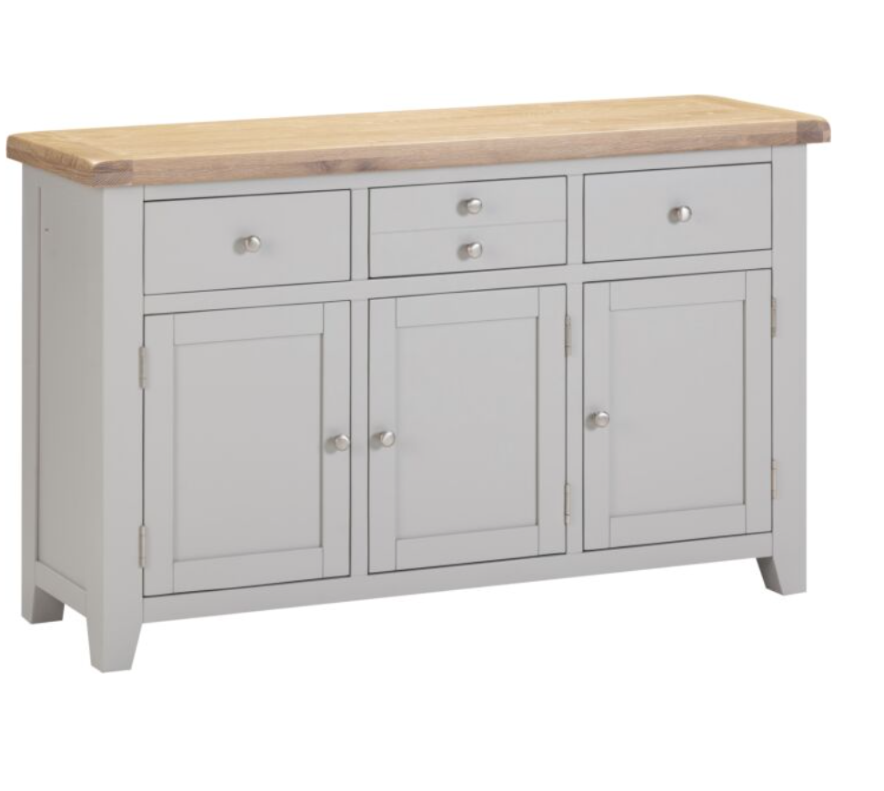 Windsor 3 Door 3 Drawer Sideboard - Pebble Grey/Oak