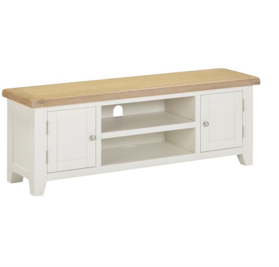 Windsor Straight TV Unit - Ivory/Oak