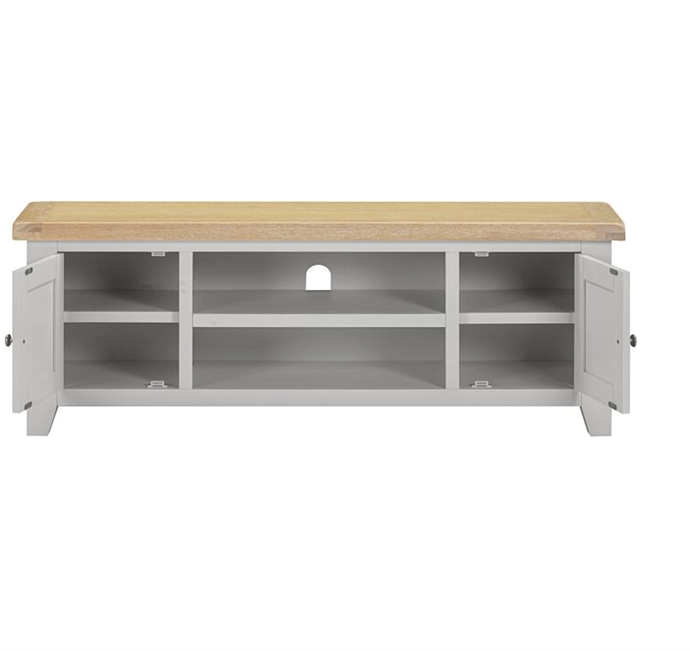 Windsor Straight TV Unit - Pebble Grey/Oak