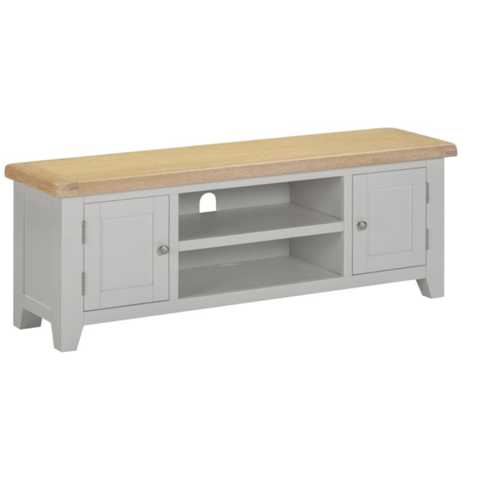 Windsor Straight TV Unit - Pebble Grey/Oak