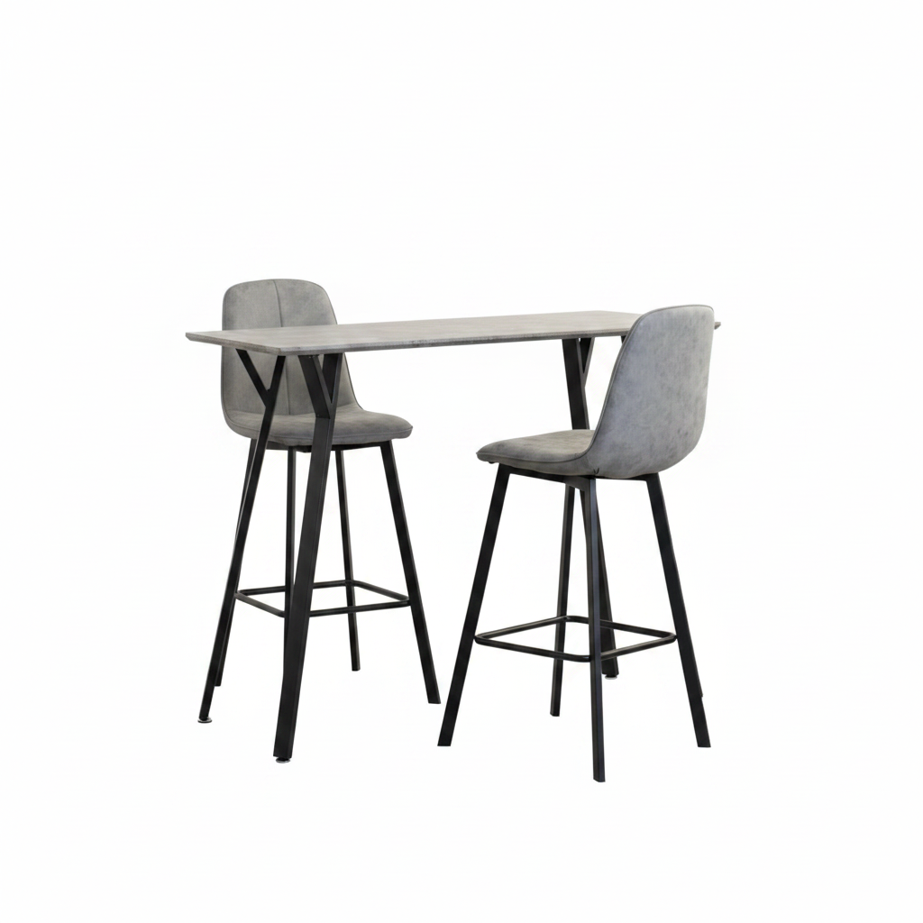 Concrete Effect Bar Table and Two Stools Set Home Essentials By Harry Christian