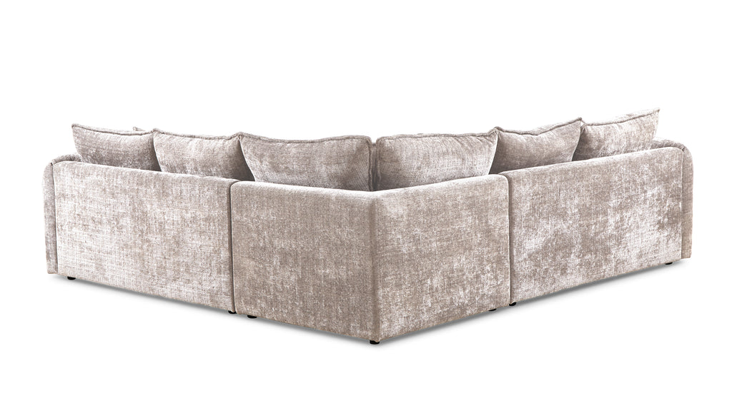 Solaya Large Corner Sofa + Footstool Set in Beige