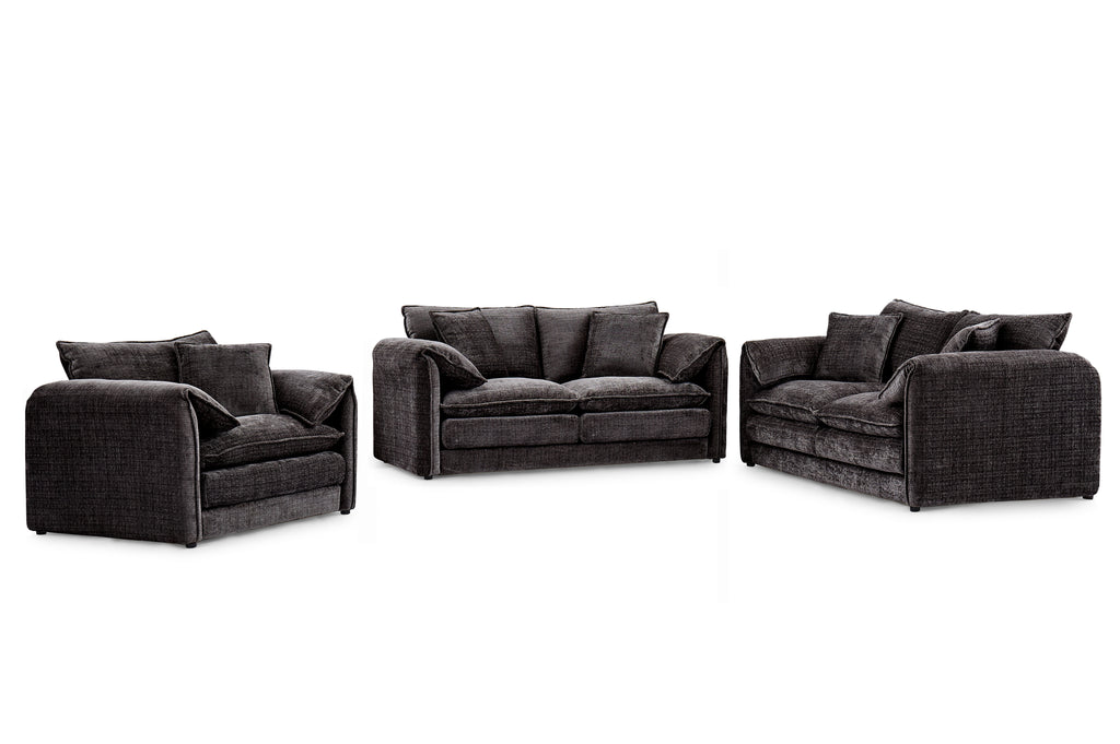 Solaya 3+2+1 Sofa Set in Black