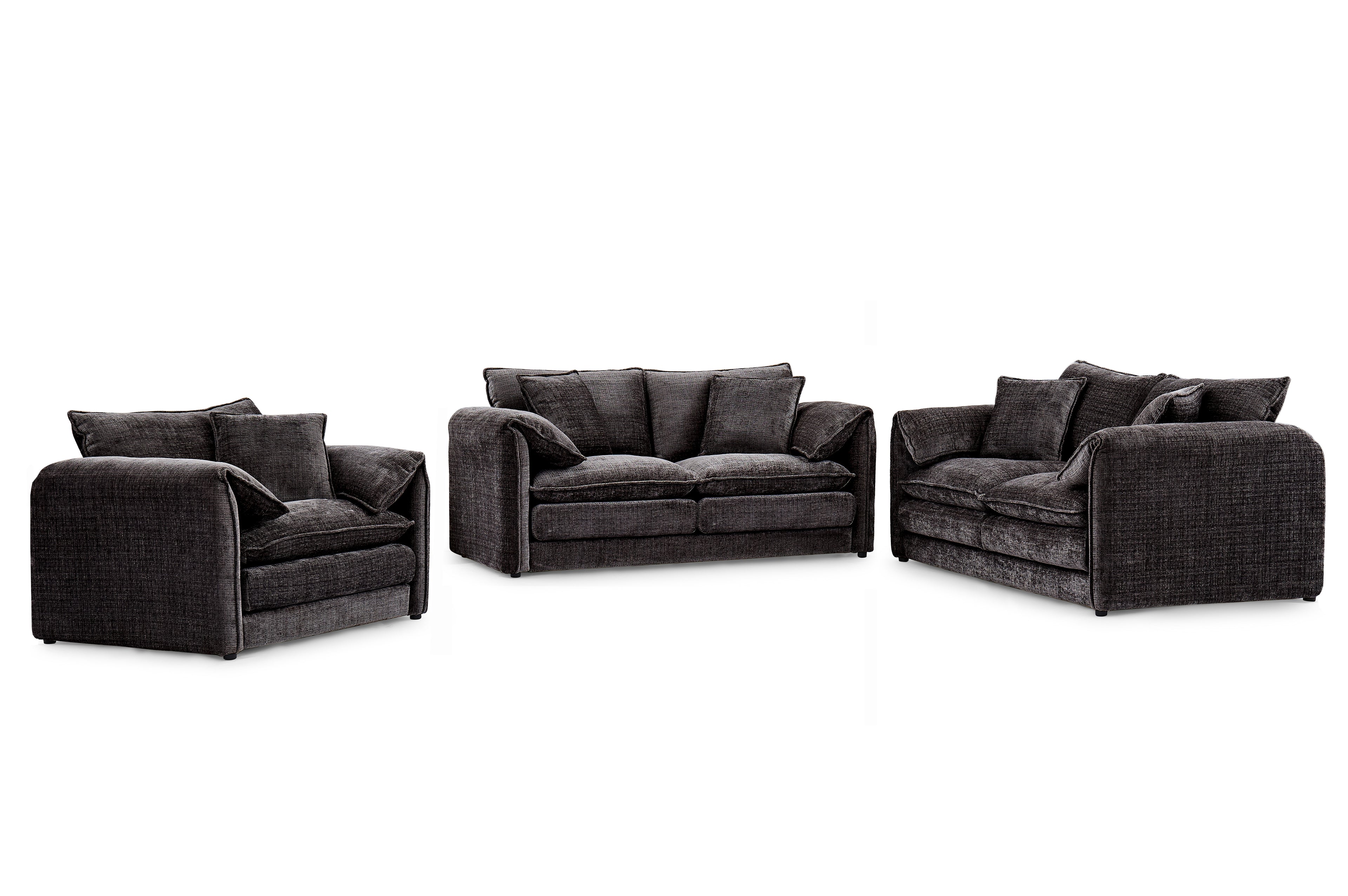 Solaya 3+2+1 Sofa Set in Black