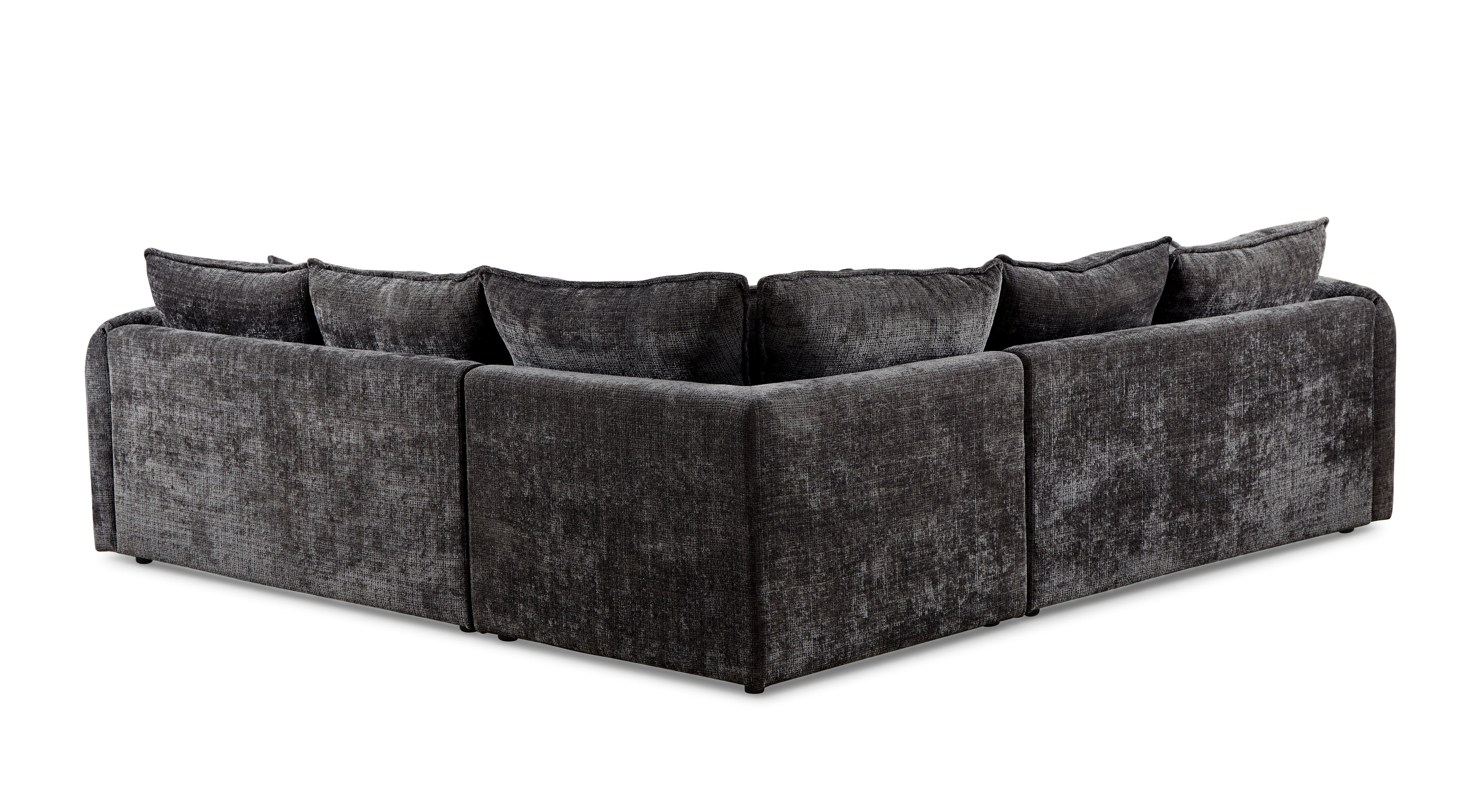 Solaya Large Corner Sofa + Footstool Set in Black