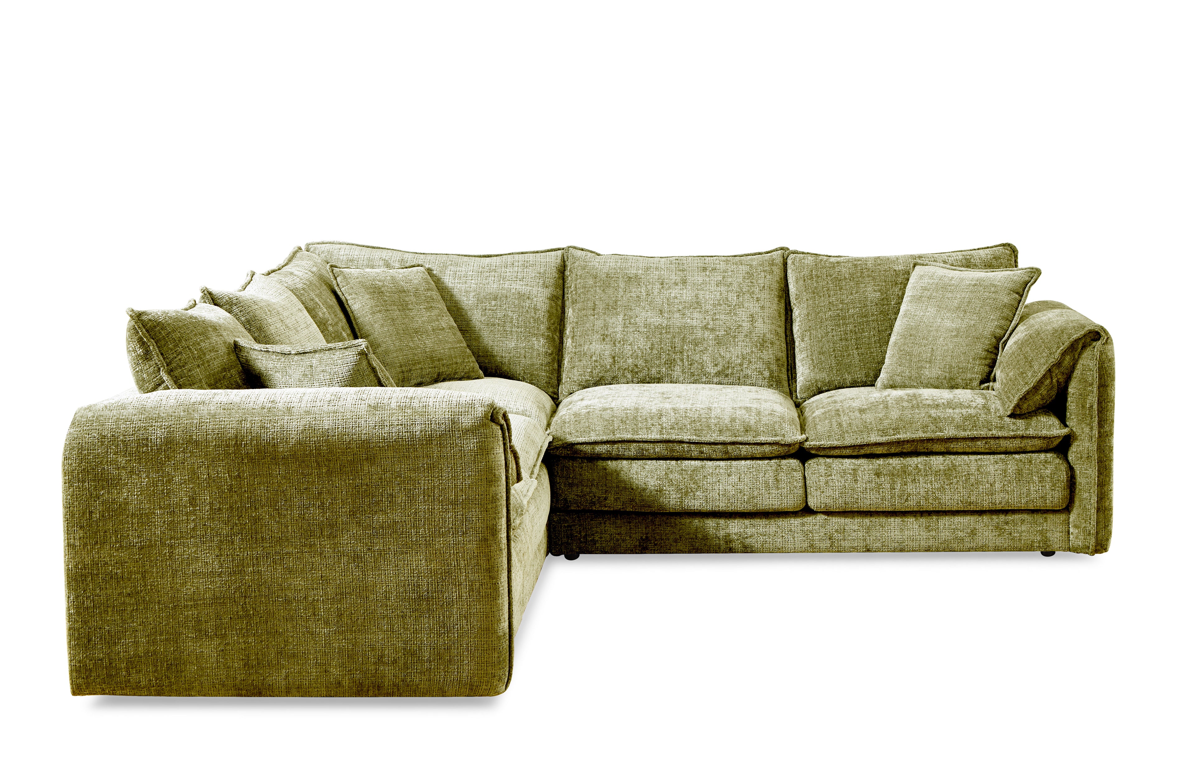 Solaya Large Corner Sofa + Footstool Set in Green