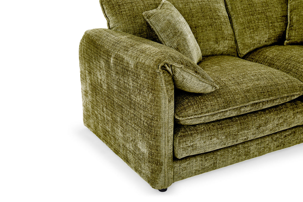 Solaya Large Corner Sofa + Footstool Set in Green