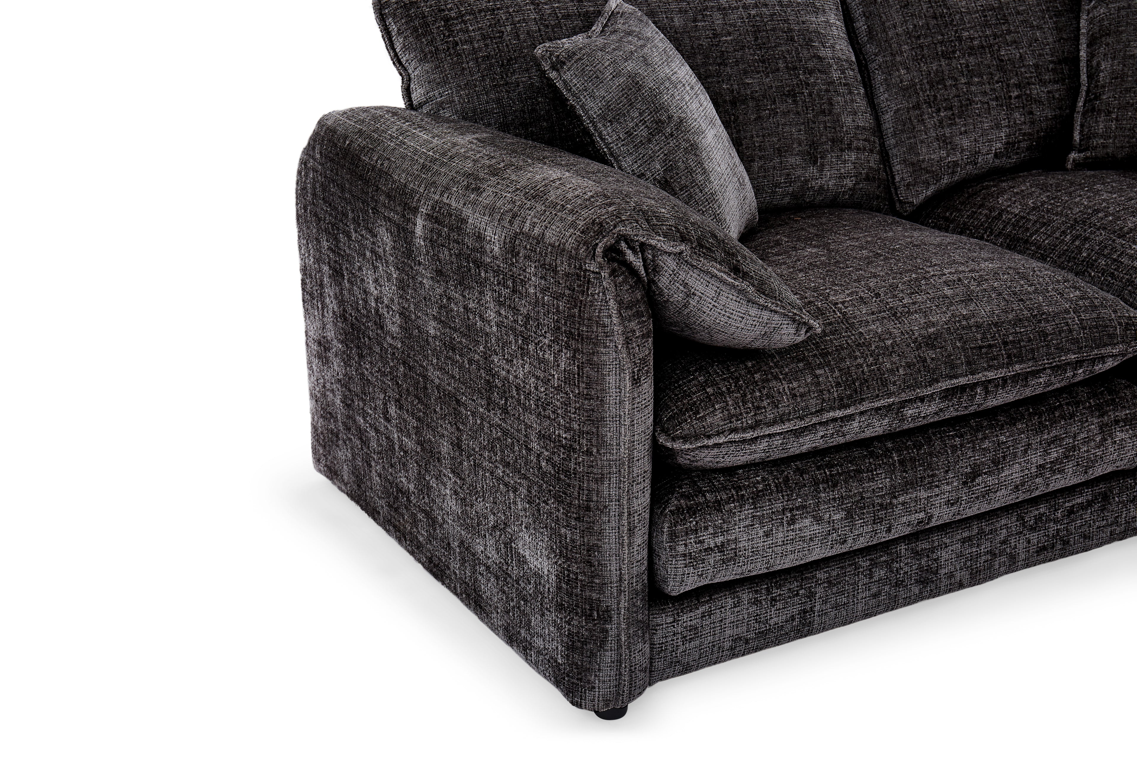 Solaya Large Corner Sofa + Footstool Set in Black