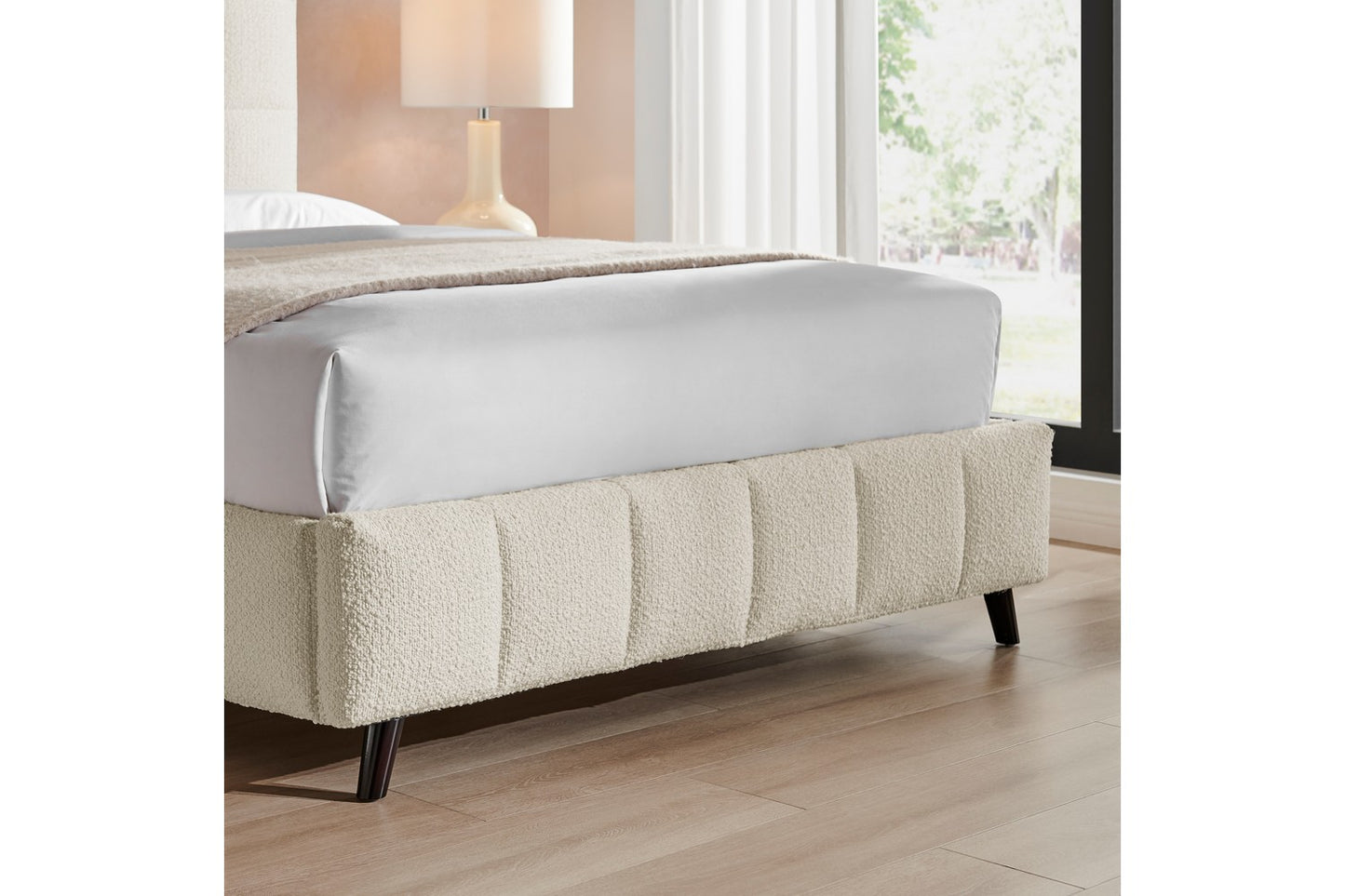 The Ritz Double Bed In Ivory Boucle Upholstery