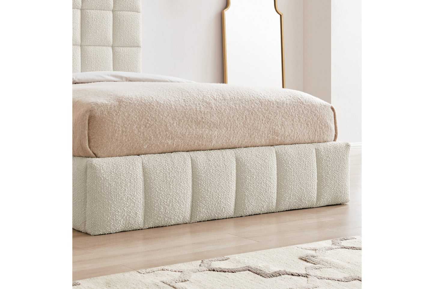 The Ritz Double Storage Bed In Ivory Boucle