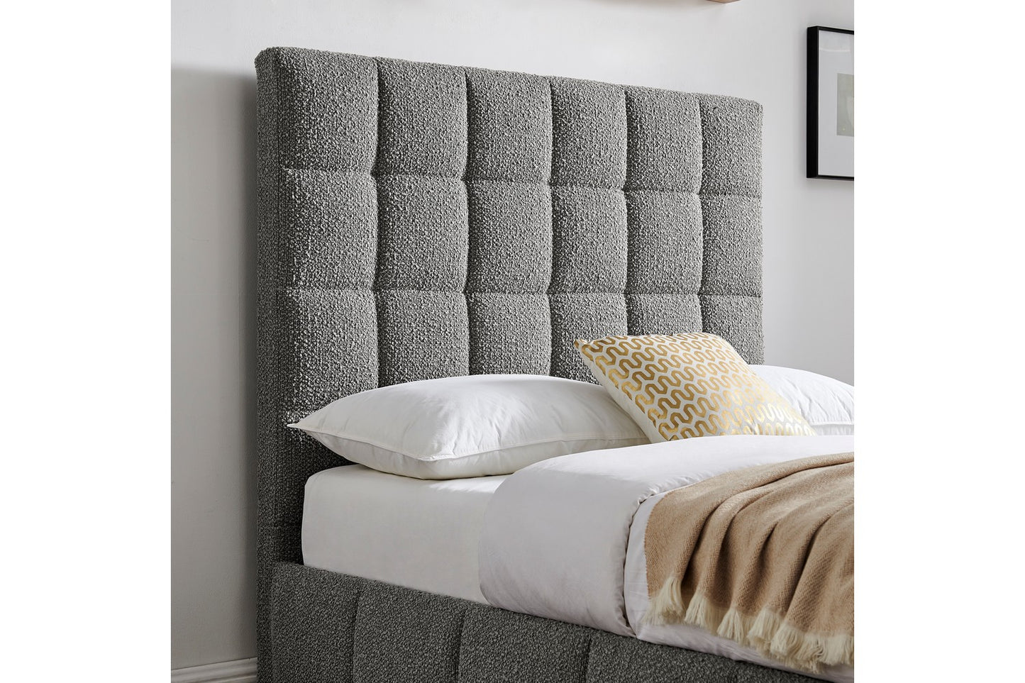 The Ritz Kingsize Storage Bed In Grey Boucle