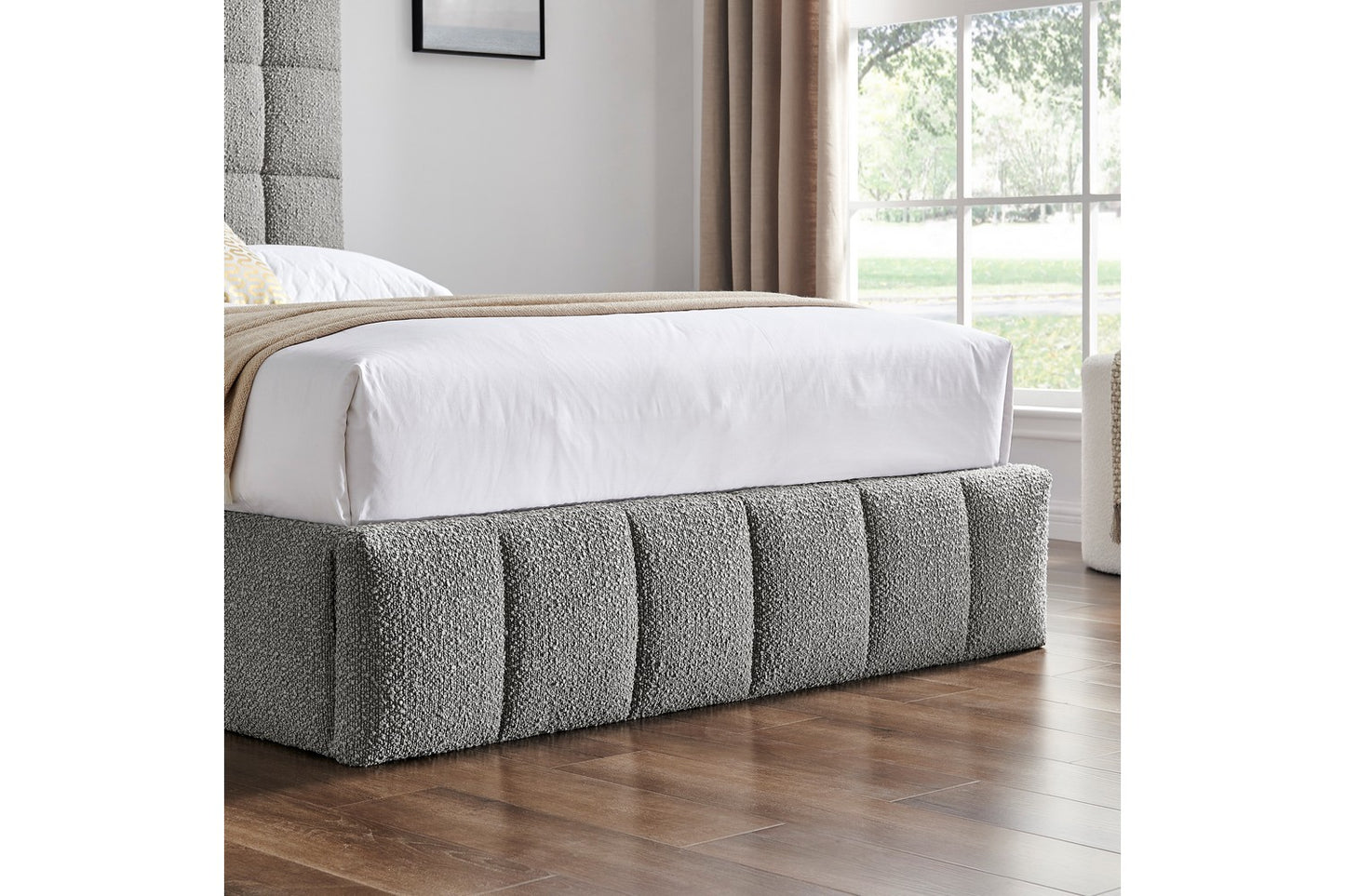 The Ritz Kingsize Storage Bed In Grey Boucle