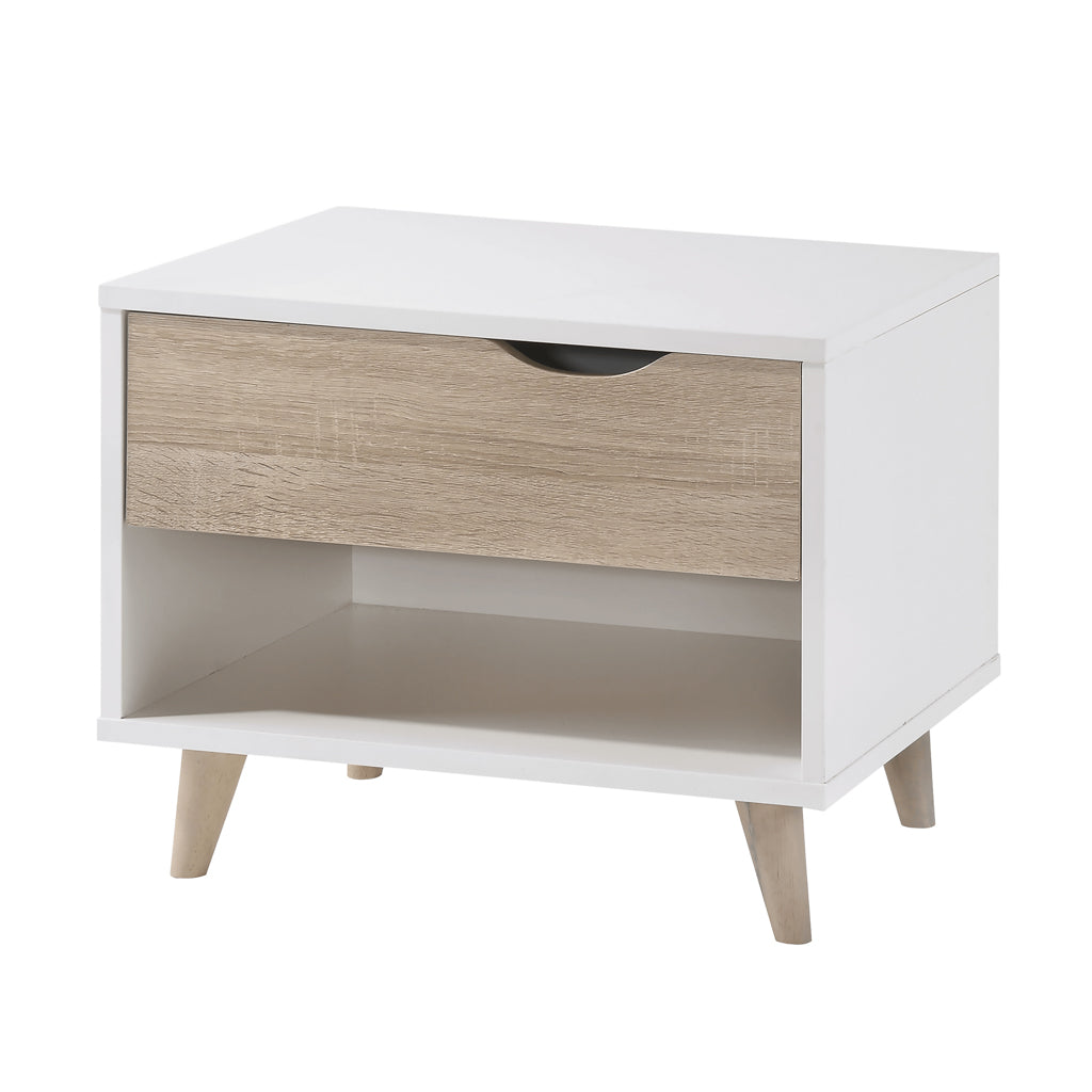 Harry Christian Home Modern White-Oak Bedside Cabinet