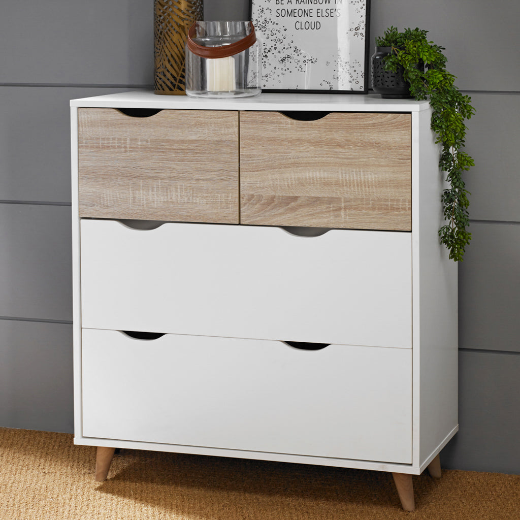 Harry Christian Home Modern Oak & White Chest Of Drawers