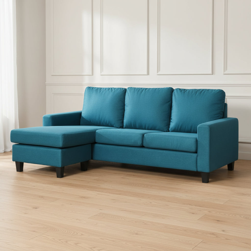 TEAL FABRIC UNIVERSAL CORNER SOFA