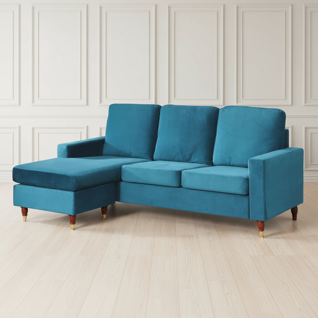 TEAL VELVET UNIVERSAL CORNER SOFA | HERITAGE HOME UK