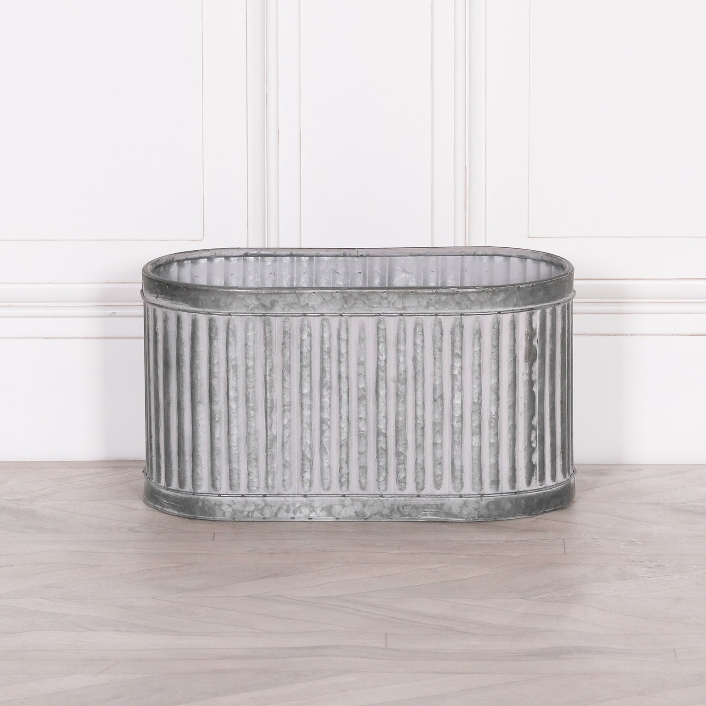 Ribbed Metal Planter – Small