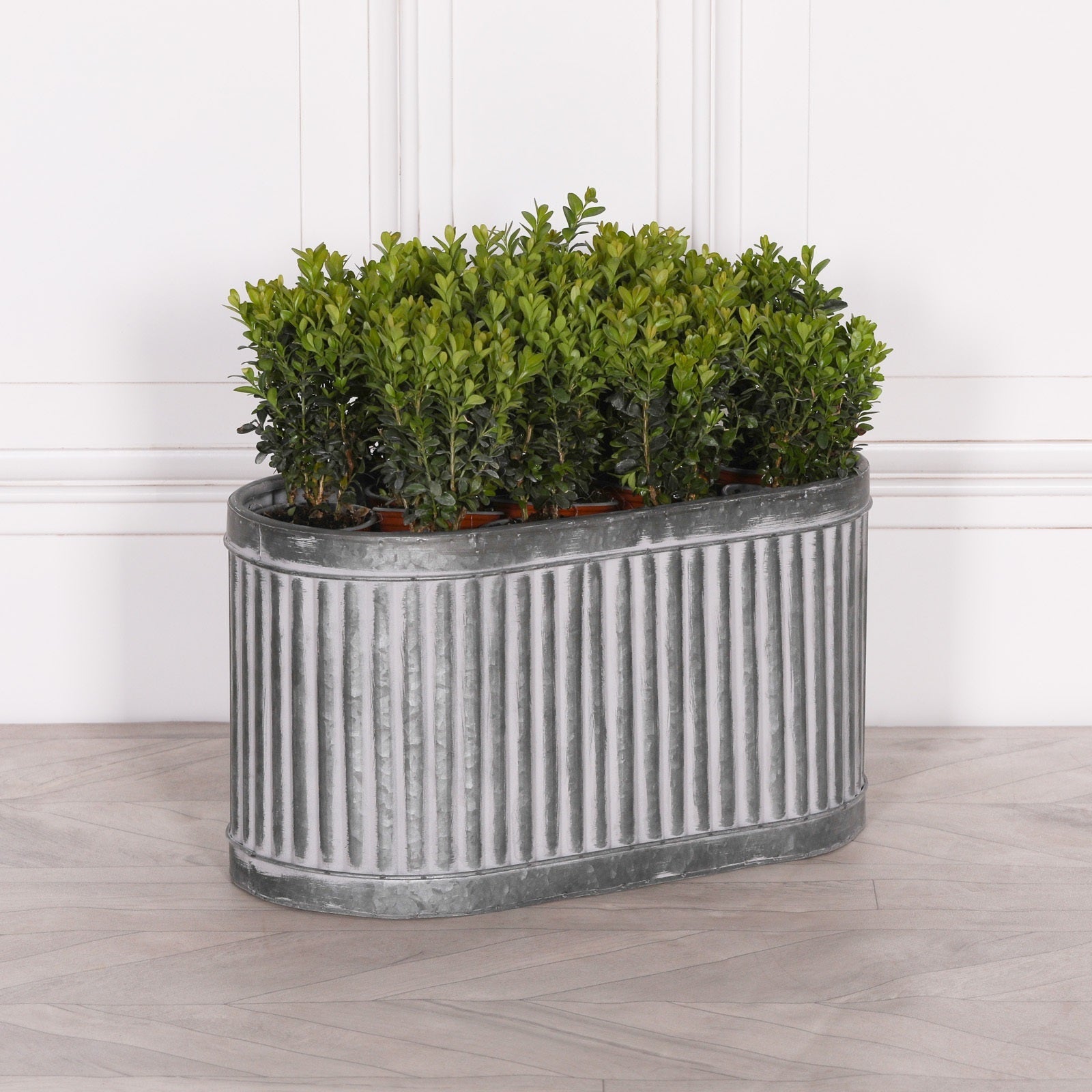 Ribbed Metal Planter – Medium