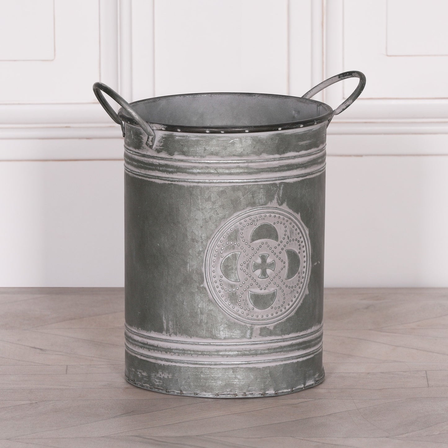 Metal Embossed Planter With Handles