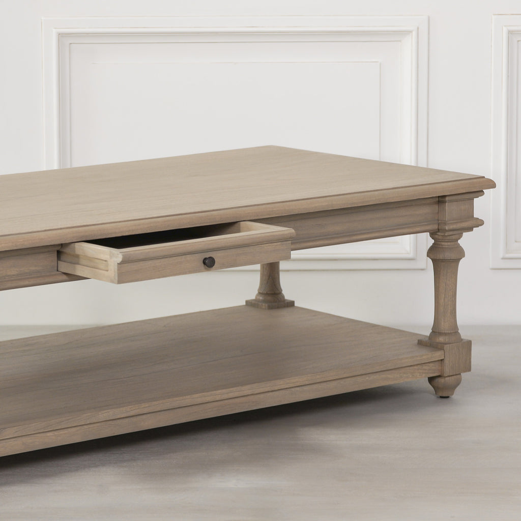Rustic Wooden 170cm Coffee Table with Drawer