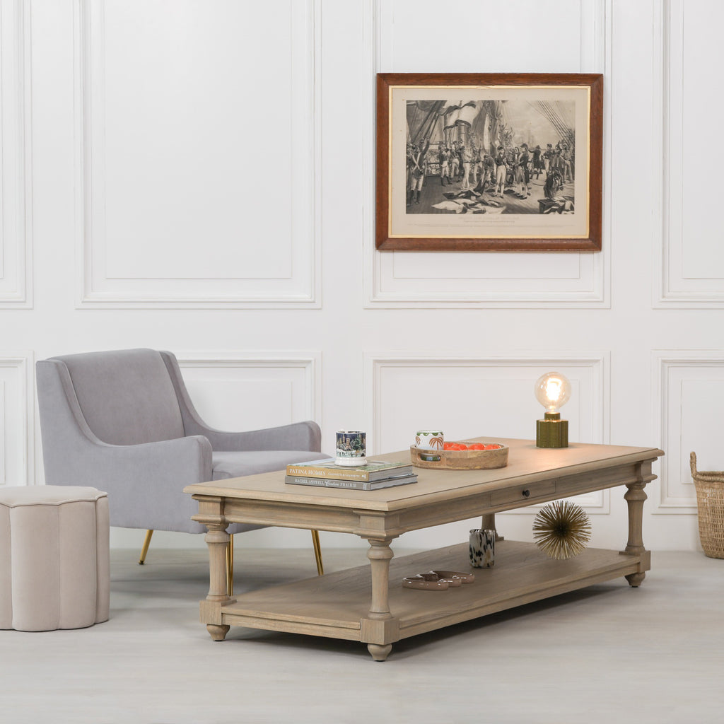 Rustic Wooden 170cm Coffee Table with Drawer