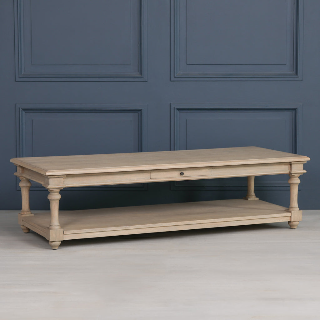 Rustic Wooden 170cm Coffee Table with Drawer