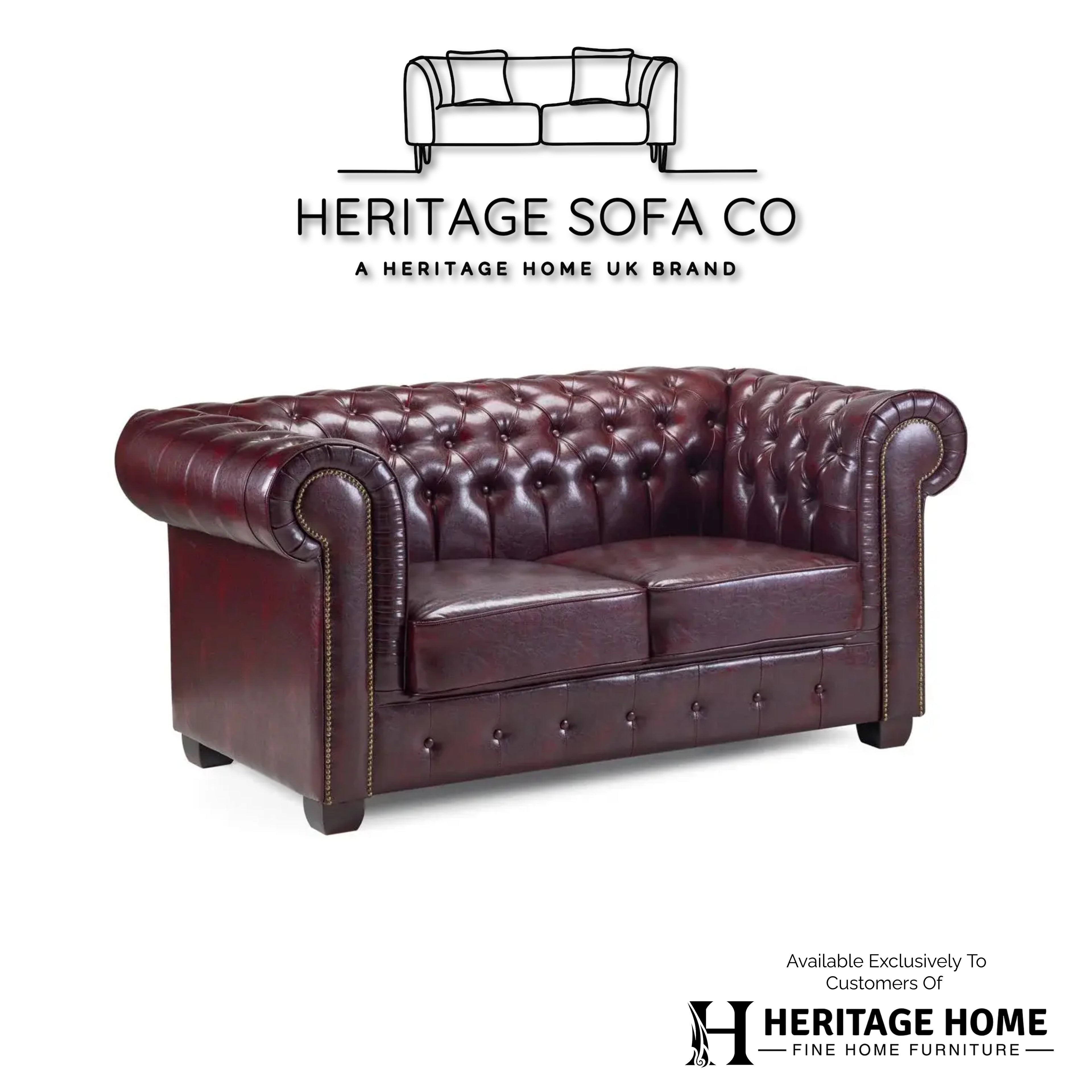 The Lancaster 2 Seater Chesterfield Sofa In Oxblood Red Leather