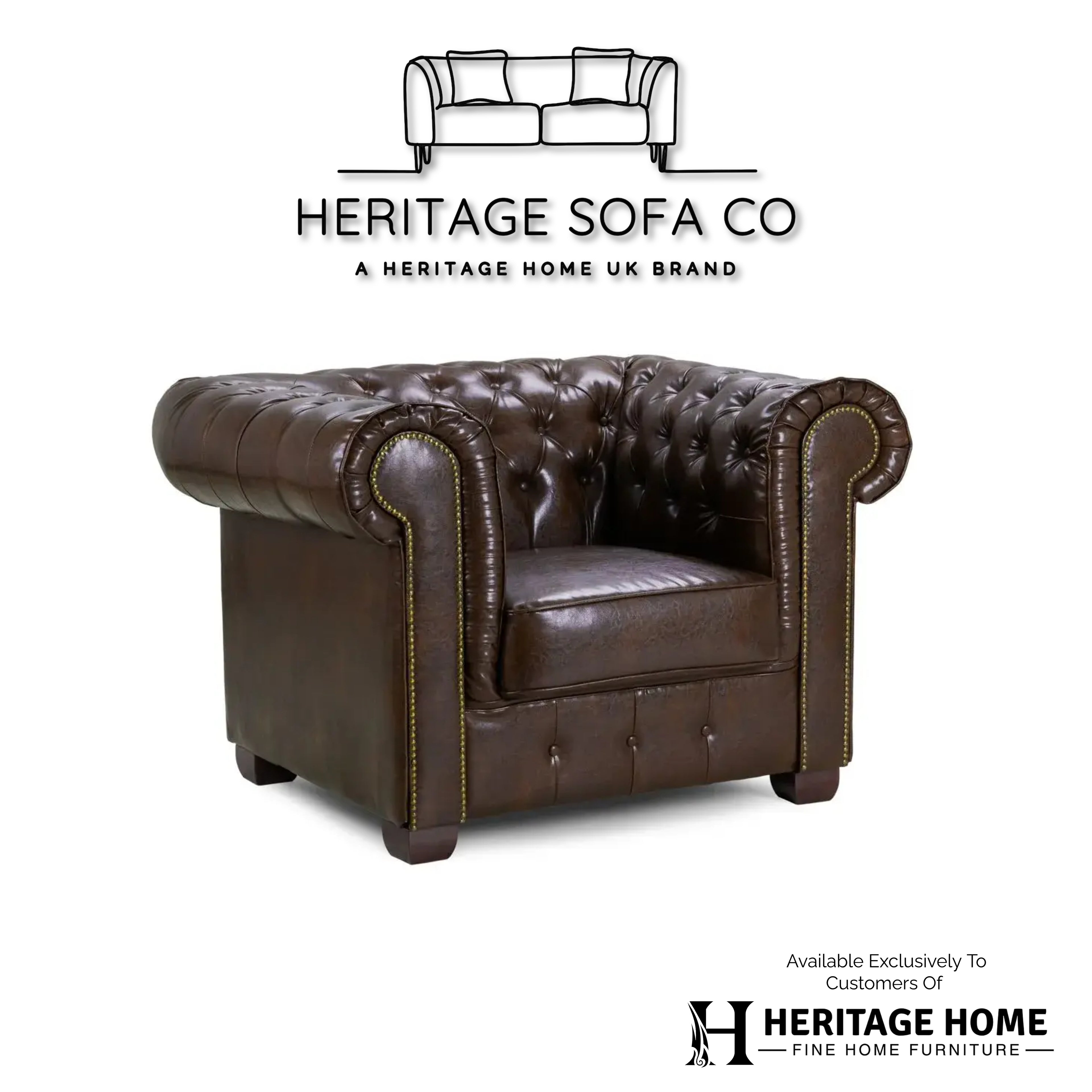The Lancaster Chesterfield Armchair In Antique Brown Leather