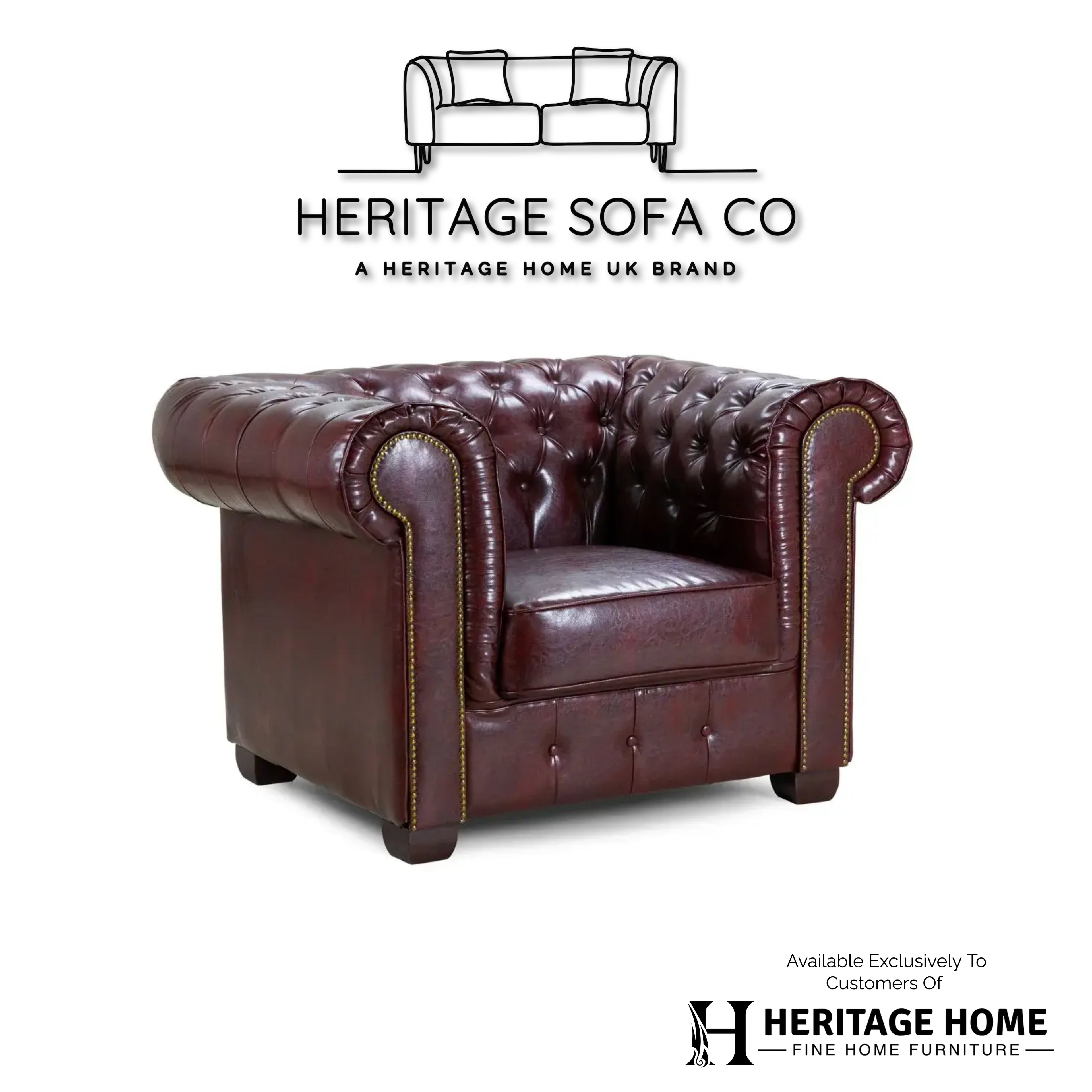 The Lancaster Chesterfield Armchair In Oxblood Red Leather