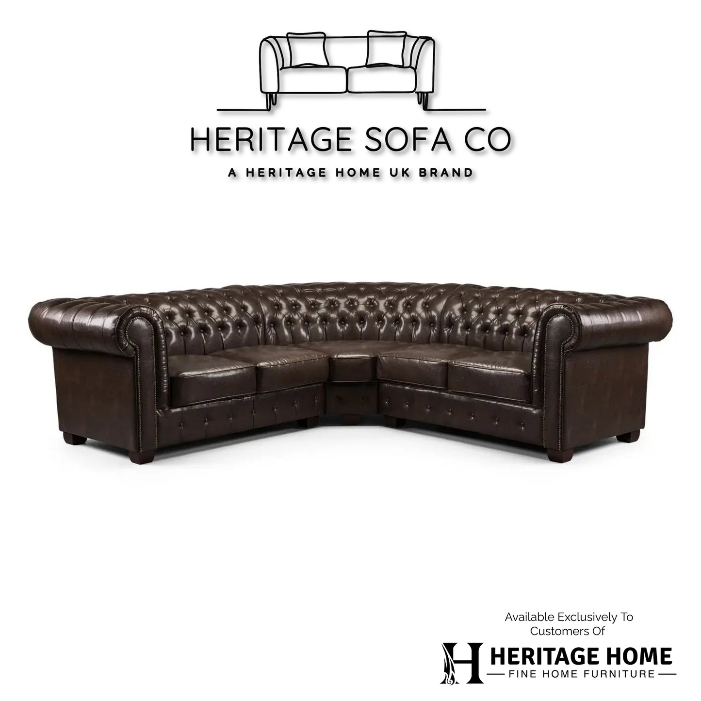 The Lancaster Large Corner Chesterfield Sofa In Antique Brown