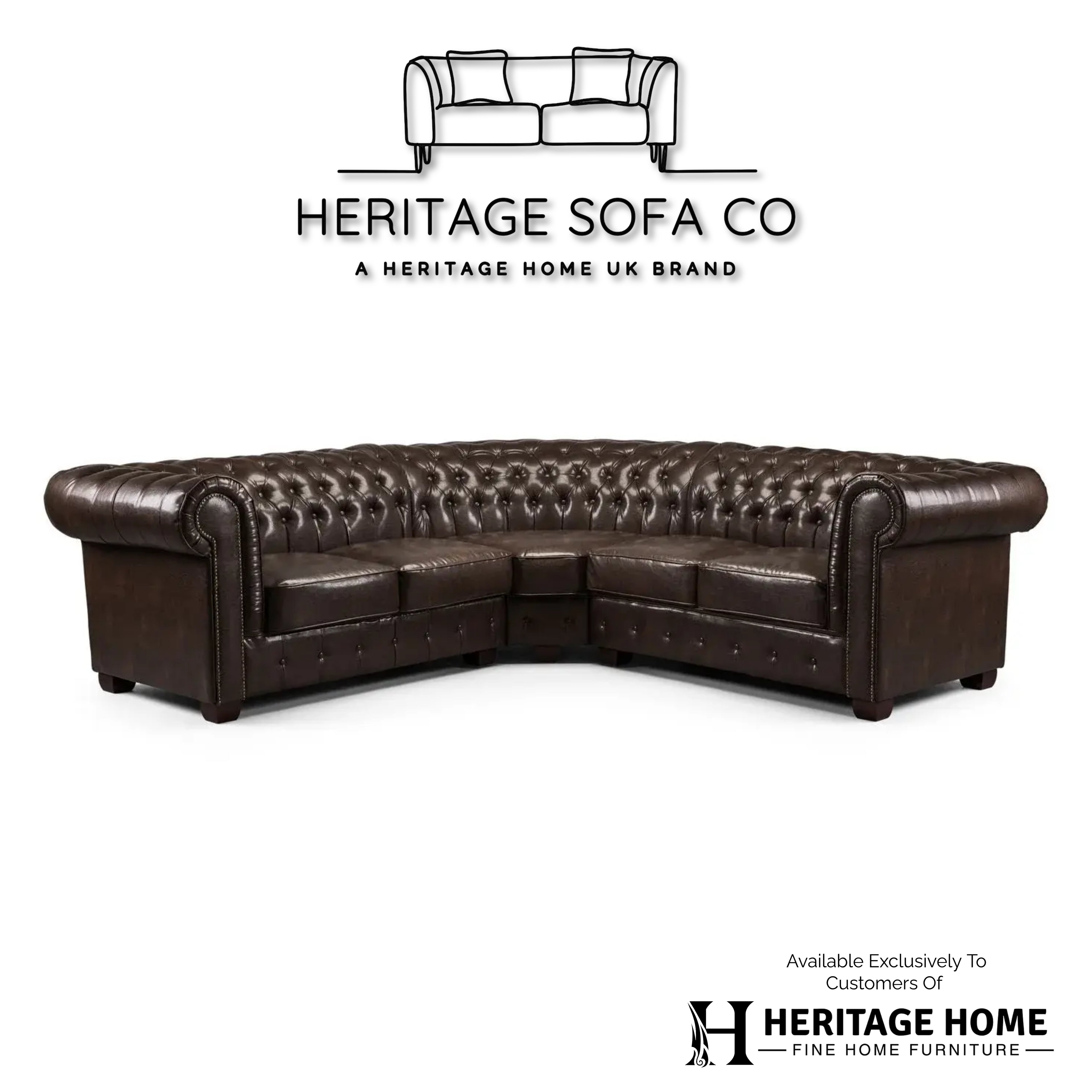 The Lancaster Large Corner Chesterfield Sofa In Antique Brown