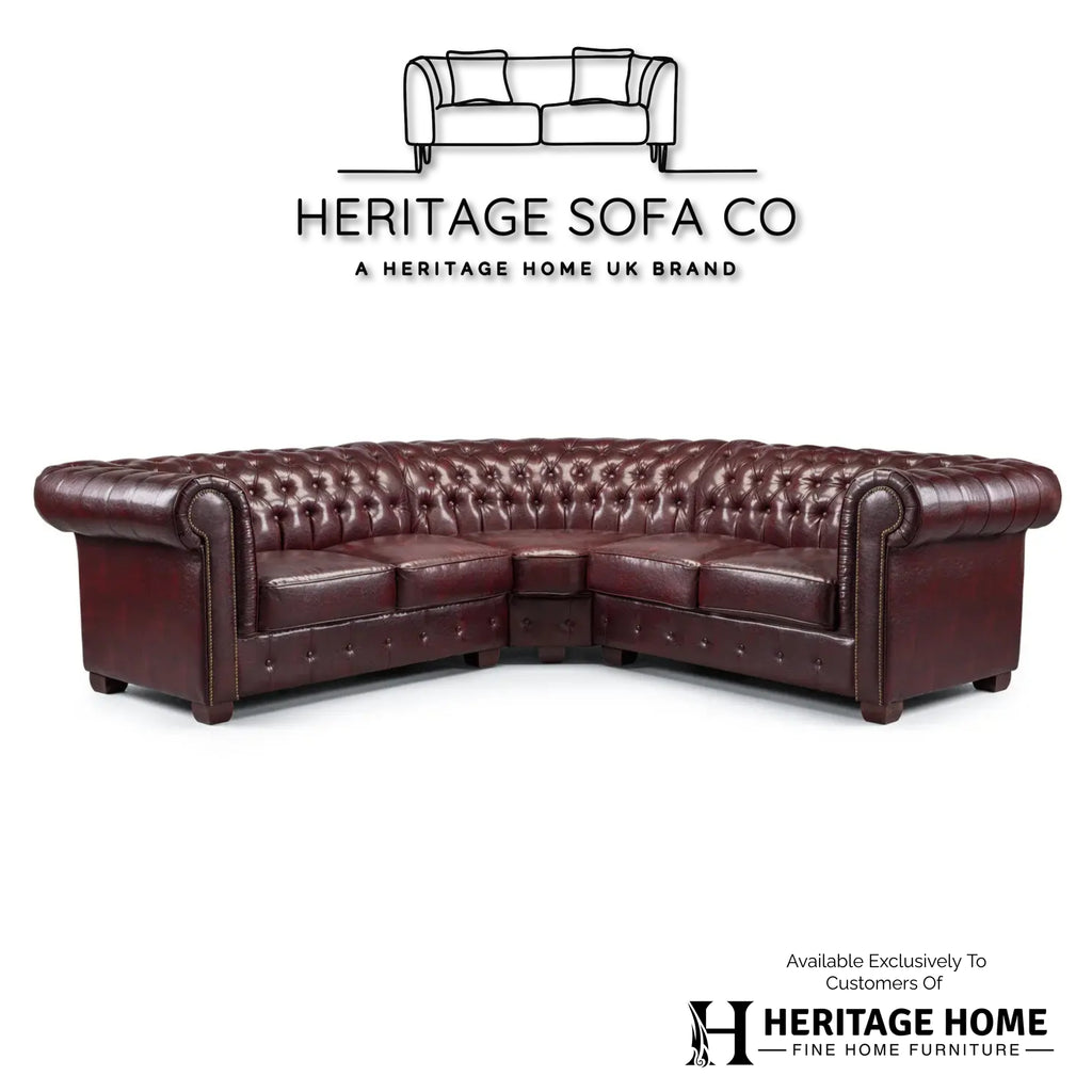 The Lancaster Large Corner Chesterfield In Oxblood Red Leather
