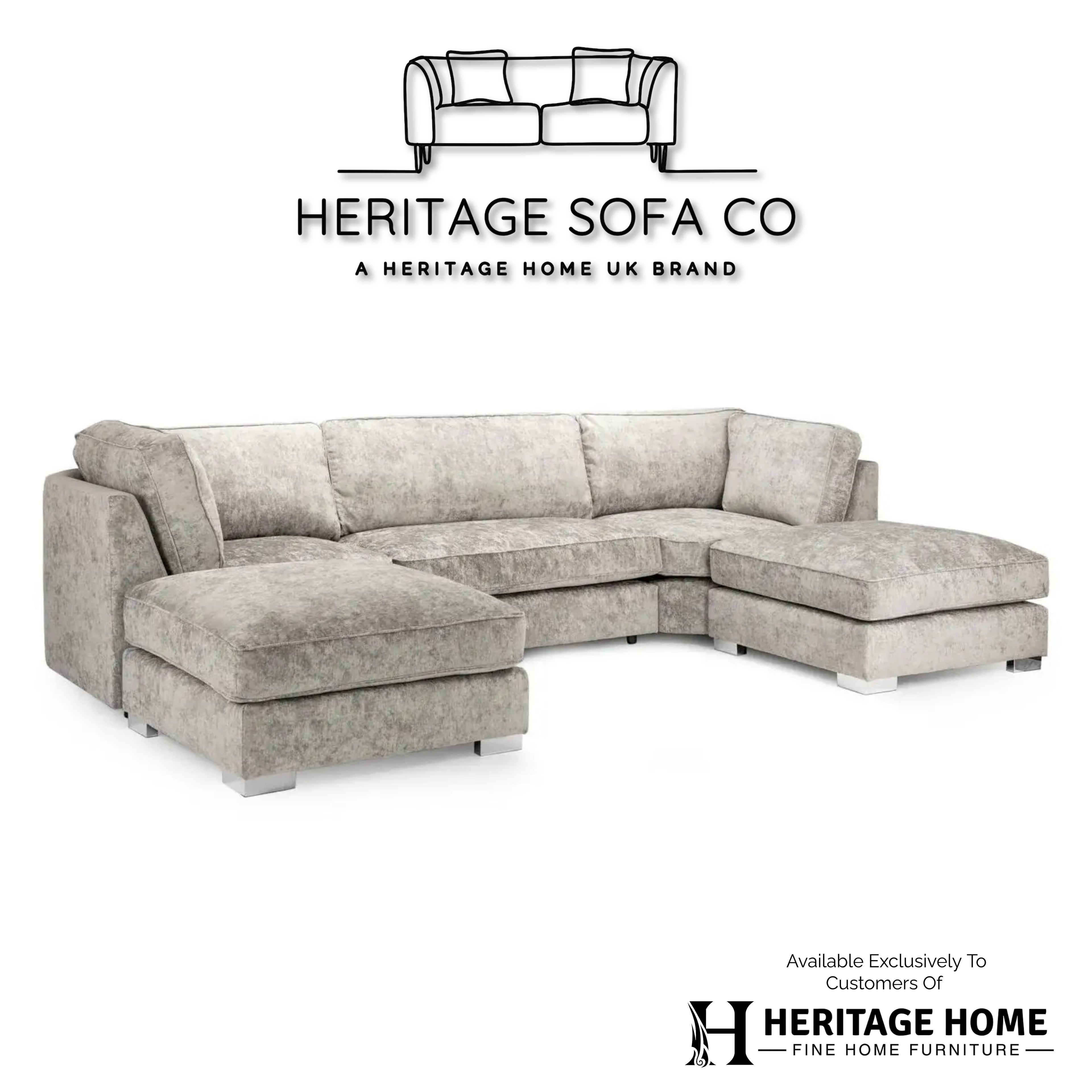 The Olivia U-Shape Sofa In Truffle Full-back Model