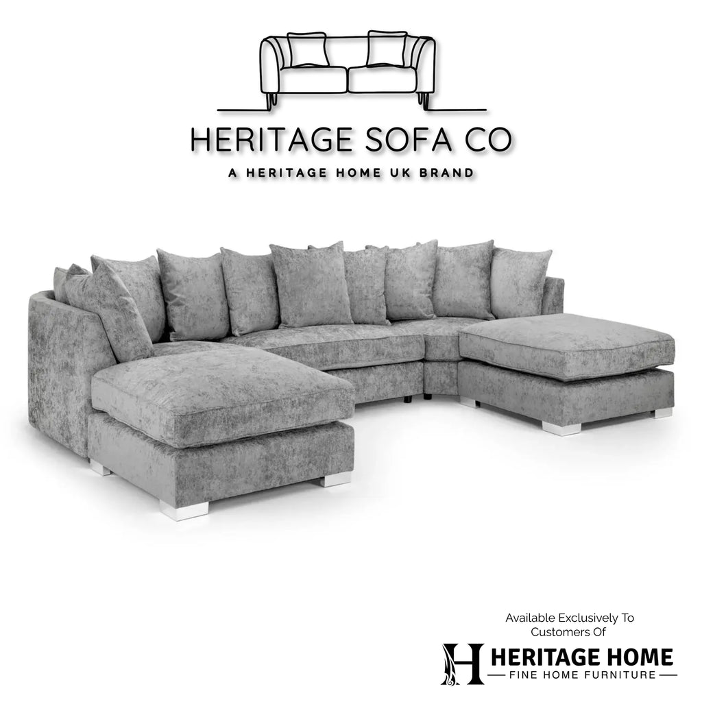 The Olivia U-Shape Sofa In Platinum Scatter-back Model