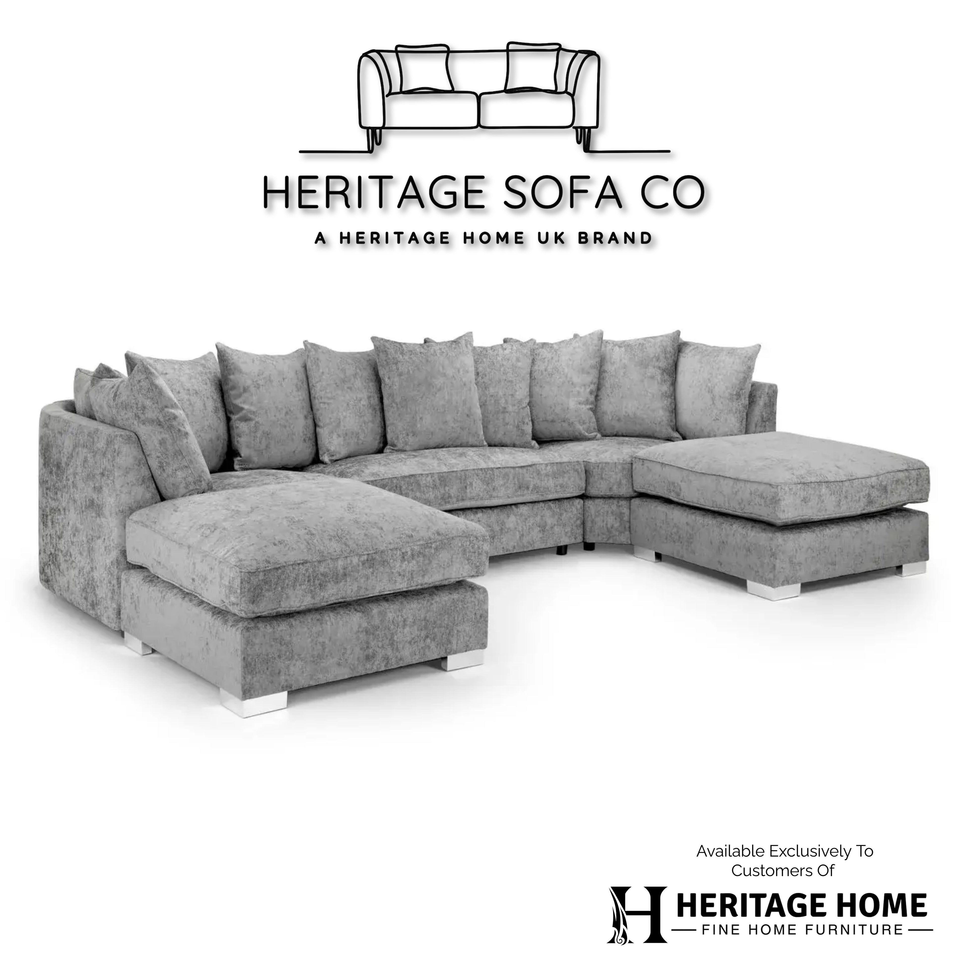 The Olivia U-Shape Sofa In Platinum Scatter-back Model