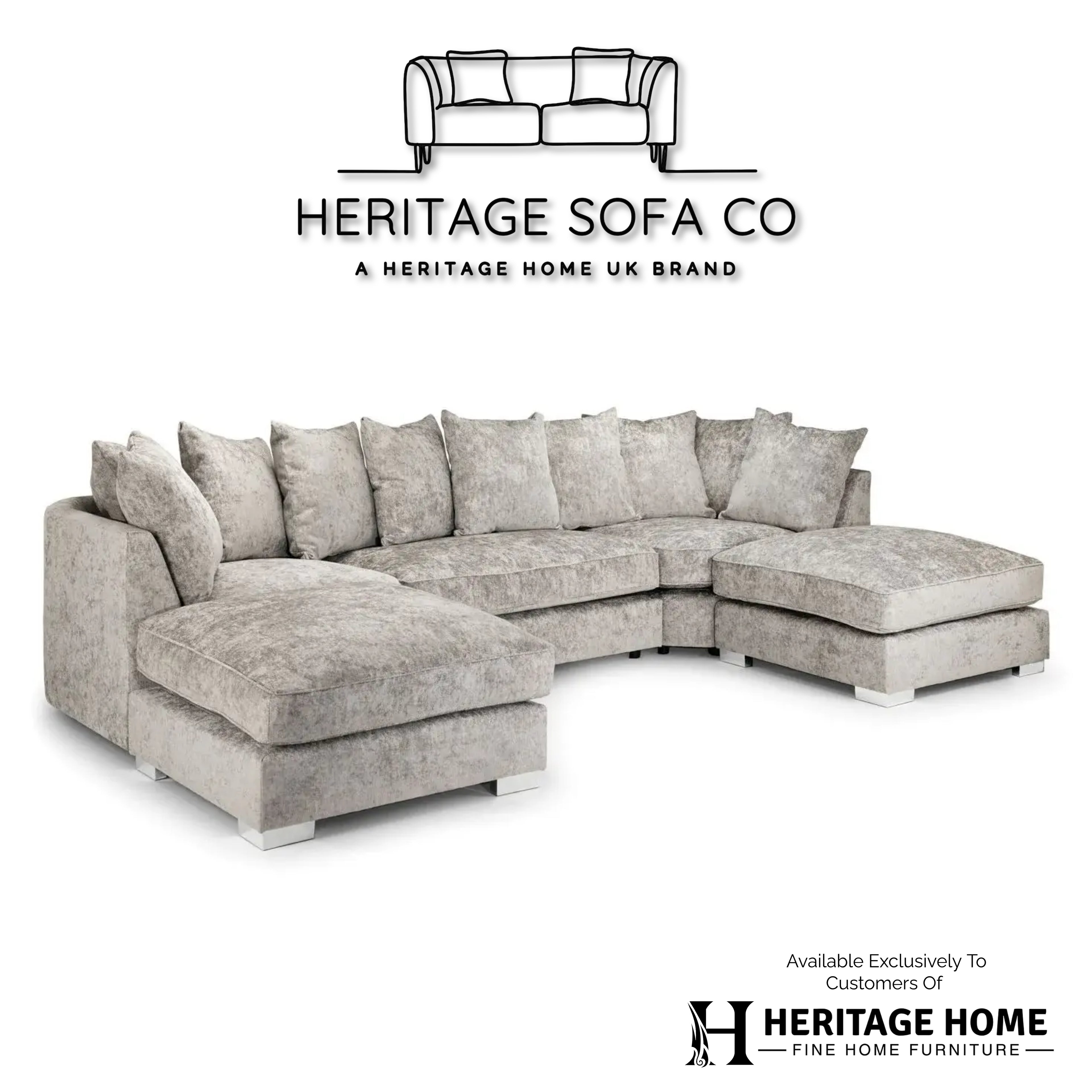 The Olivia U-Shape Sofa In Truffle Scatter-back Model