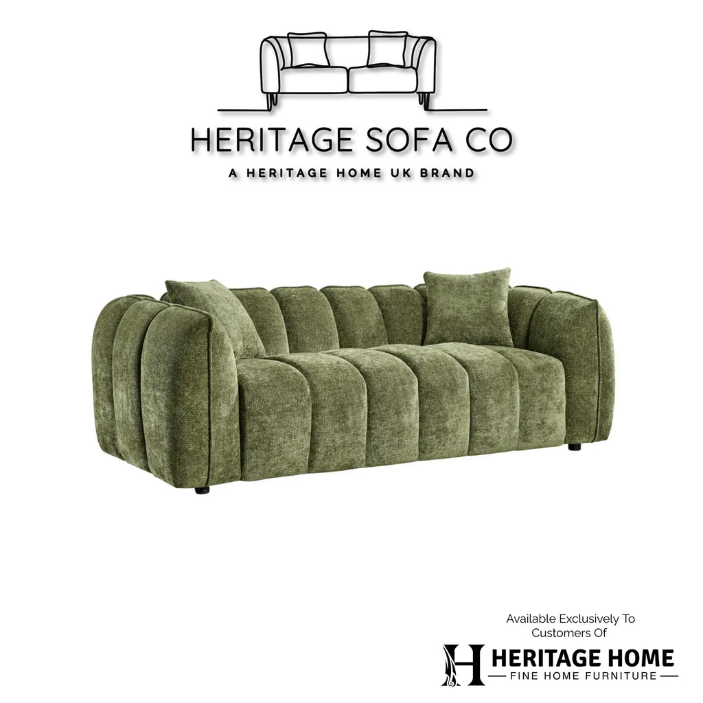 The Venetian 3 Seater Sofa In Olive Green