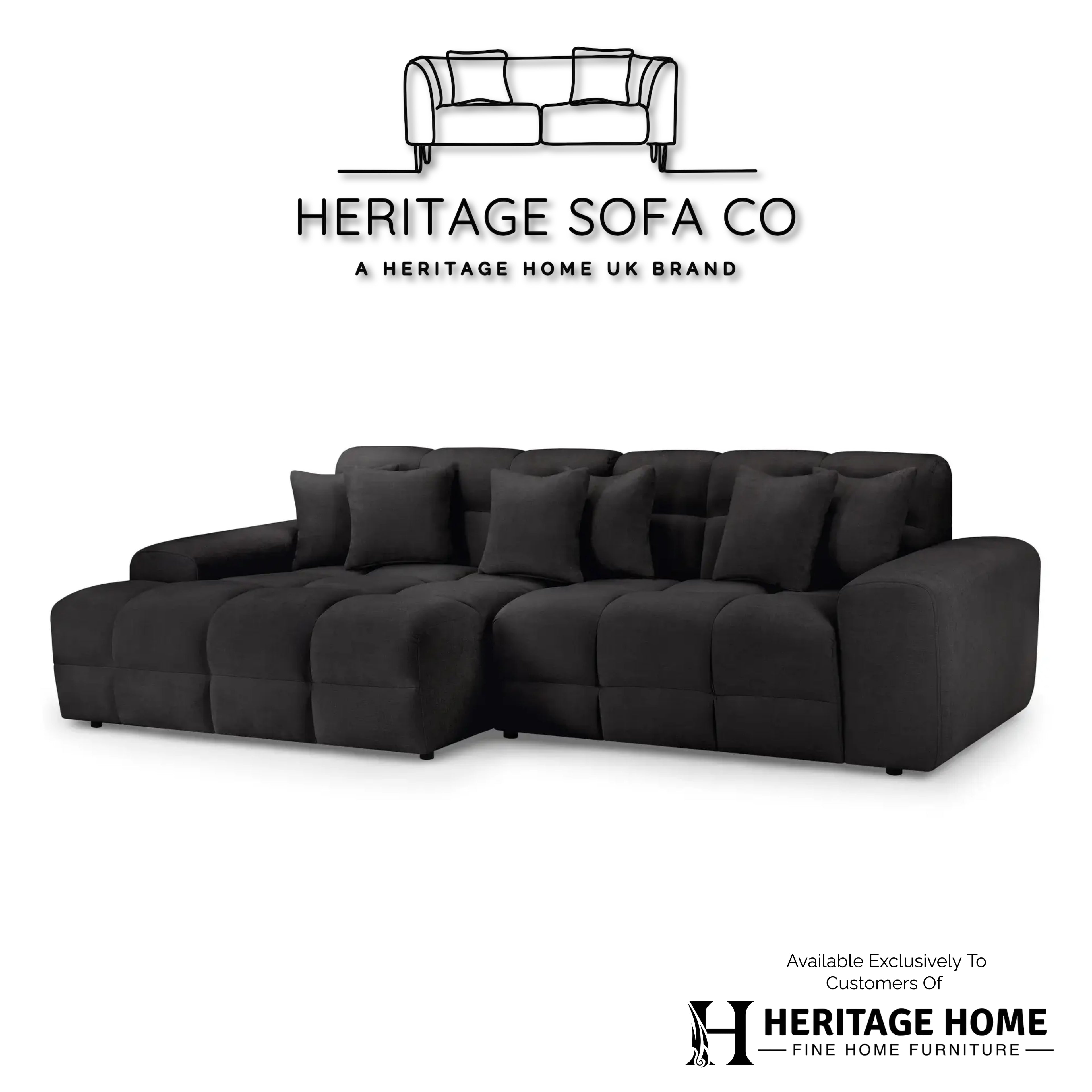 The Wiltshire Statement Left Hand Corner Sofa In Black