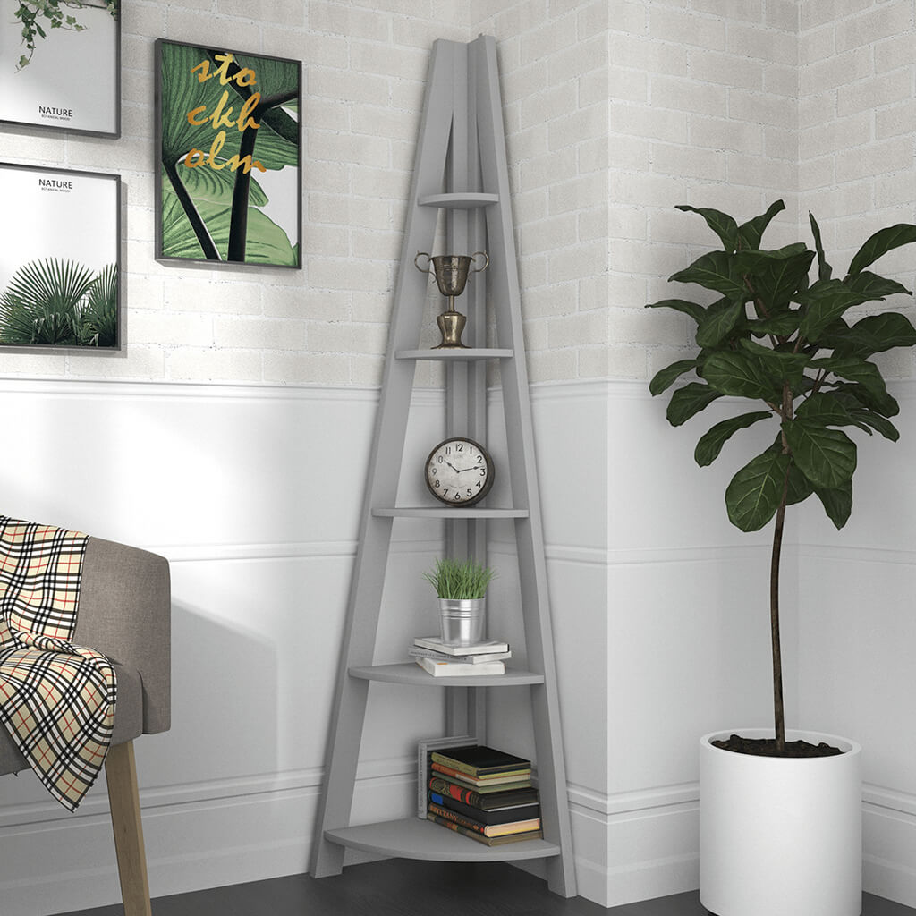 Harry Christian Home Essential Grey Corner Ladder Shelving Unit