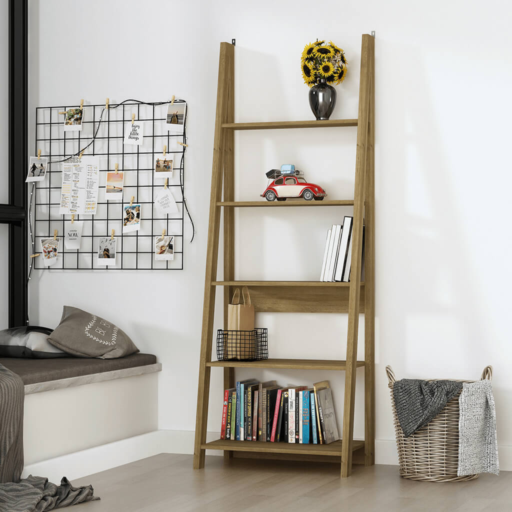 Harry Christian Home Essentials Oak Ladder Bookcase