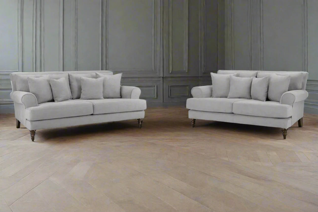 Two Grey Classical Style Sofas Grey Sofa Set Heritage Home UK