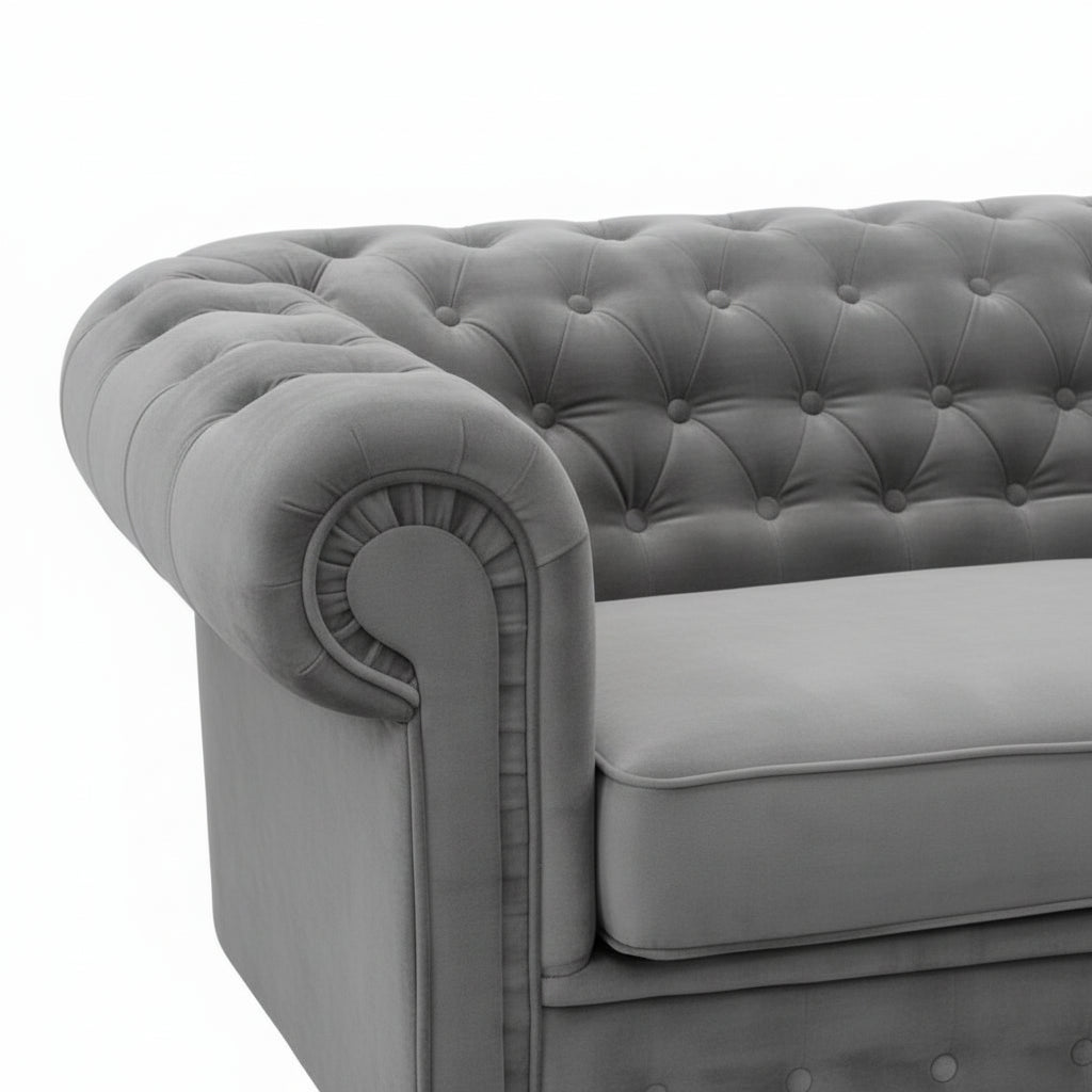 Chesterfield Universal Corner Sofa in Dark or Light Grey Upholstery