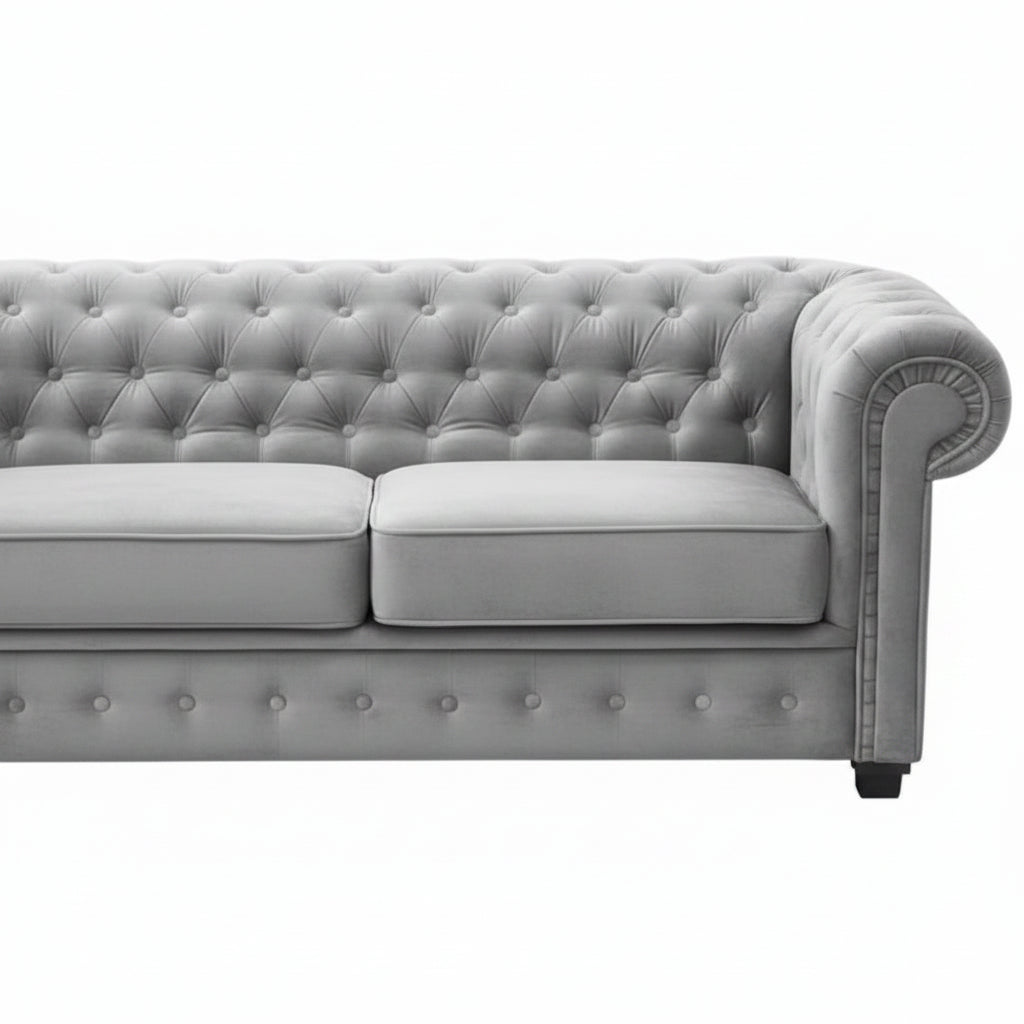 Chesterfield Universal Corner Sofa in Dark or Light Grey Upholstery