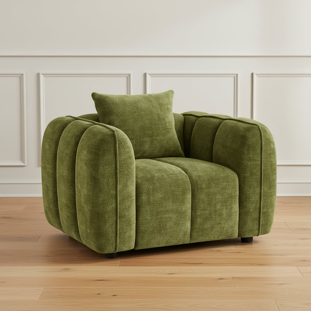 VENICE ARMCHAIR IN OLIVE GREEN AVAILABLE AT HERITAGE HOME UK PART OF THE VENICE SOFA RANGE