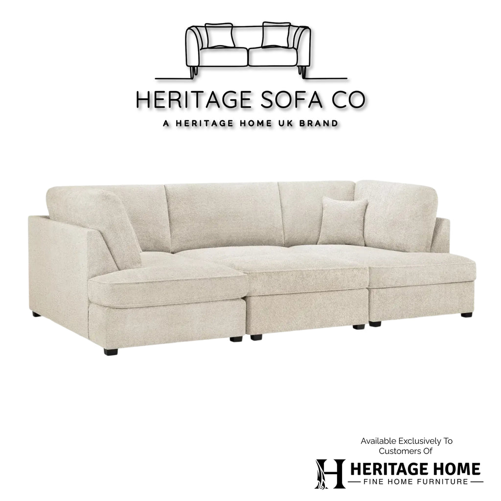Valencia Cinema U-Shape Sofa In Boucle Beige